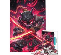 Puzzle de 1000 pièces pour Adolescents Chat Devon Rex Guerrier samouraï Puzzle Animalier pour Adultes Jeu de réflexion Cadeau d'anniversaire Cadeau Anti-Stress (Taille 50x75cm)