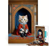 Puzzle de 1000 pièces pour Adolescents Chat en Costume rétro Découpe précise Jeu de Concentration Amusant Détente et Divertissement Cadeau d'anniversaire Original (38x52cm)
