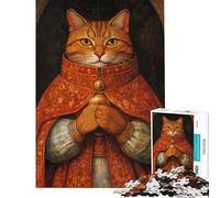 Puzzle de 1000 pièces pour Adolescents Chat en Robe Royale Puzzle pour Adultes Jeu de réflexion décoration Parfaite activités Amusantes à la Maison (38x26cm)