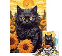 Puzzle de 1000 pièces pour Adolescents Chat et Fleur Jouet éducatif de 1000 pièces défi Difficile Jeu Amusant et Stimulant pour Toute la Famille (38x26cm)