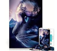 Puzzle de 1000 pièces pour Adolescents,Chat et Paysage de Montagne,Jeu aux Bords Nets,Jouet cognitif,Jeu d'inactivité,décoration de Noël (38x26cm)