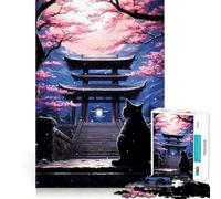 Puzzle de 1000 pièces pour Adolescents Chat,Fleurs de Cerisier,découpe Nette,Jeu cognitif Amusant,Divertissement pour Les Temps Morts,décoration de Noël pour la Maison (38x52cm)