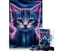 Puzzle de 1000 pièces pour Adolescents Chat Galaxie Jeu de réflexion Amusant et Stimulant Loisirs Décoration de Noël (38x26cm)