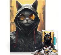 Puzzle de 1000 pièces pour Adolescents Chat Humain du Futur en Sweat à Capuche, Jeu Impossible, défi Difficile, Cadeau d'anniversaire Unique 38x26cm