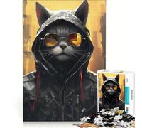 Puzzle de 1000 pièces pour Adolescents Chat Humain en Sweat à Capuche, Jeu éducatif, défi Stimulant, Cadeau d'anniversaire Original 50x75cm