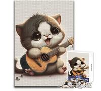 Puzzle de 1000 pièces pour Adolescents : Chat Jouant de la Guitare, Jeu éducatif Familial, défi Difficile, Cadeau d'anniversaire, Dimensions : 50x75cm