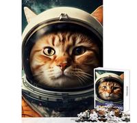 Puzzle de 1000 pièces pour Adolescents Chat Mignon dans Un Astronaute Jeu éducatif Idée Cadeau Renforce Les Liens d'amitié Dimensions 50x75cm