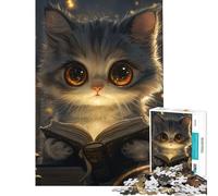 Puzzle de 1000 pièces pour Adolescents Chat Mignon Livre de Lecture Idéal pour Un Anniversaire Noël Activités familiales Anti-Stress Convient aux 14 Ans et Plus (38x52cm)