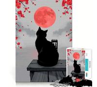 Puzzle de 1000 pièces pour adolescents Chat noir et Monster Energy Drink - Puzzle précis - Puzzle délicat - Amusement pour des heures agréables - Décoration de Noël (50 x 75 cm)