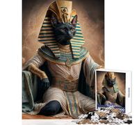 Puzzle de 1000 pièces pour Adolescents Chat Noir et Pharaon Décoration Murale Cadeau d'anniversaire Jeu Familial pour développer la motricité Fine et la Coordination Dimensions 38x26cm