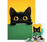 Puzzle de 1000 pièces pour Adolescents Chat Noir Mignon Qui Regarde par-Dessus Le Bord Jeu éducatif pour améliorer la mémoire Cadeau d'anniversaire (Dimensions 50x75cm)