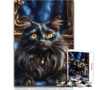 Puzzle de 1000 pièces pour Adolescents - Chat Noir mystérieux - Jeu éducatif - Découpe de précision - Jouet Anti-Stress - Dimensions:38x52cm