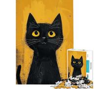 Puzzle de 1000 pièces pour Adolescents Chat Noir Mystique Casse-tête pour Adultes Jeu de découpe de précision activités Amusantes à Faire à la Maison (Taille 50x75cm)