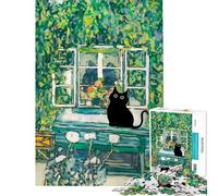 Puzzle de 1000 pièces pour Adolescents Chat Noir près de la fenêtre Un Tableau Stimulant à compléter pour Toute la Famille Un Jeu éducatif pour Les 14 Ans et Plus (38x52cm)