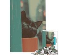 Puzzle de 1000 pièces pour Adolescents Chat Noir rêvant Difficile et Stimulant découpe de précision Jouet à Monter soi-même Convient aux 14 Ans et Plus (38x26cm)