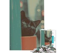 Puzzle de 1000 pièces pour Adolescents Chat Noir rêvant idéal pour Un Anniversaire ou Noël Jeu Amusant et Humoristique à réaliser soi-même à partir de 14 Ans Dimensions 50x75cm
