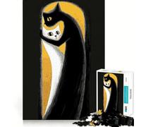 Puzzle de 1000 pièces pour Adolescents Chat Noir Tenant Un Chat Blanc,découpe Nette,Jeu cognitif,Cadeau pour des Moments de Calme,décoration de Noël (38x52cm)