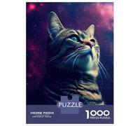 Puzzle de 1000 pièces pour adolescents Chat Nuit Galaxie Puzzle Jeux amusants Défi Difficile Anniversaire Unique 38 x 26 cm/1000 pièces