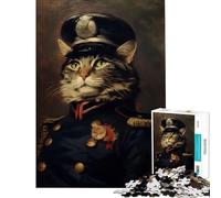 Puzzle de 1000 pièces pour Adolescents Chat Officier Jeu éducatif et éducatif pour Toute la Famille Cadeau pour Femmes et Hommes (Dimensions 75x50cm)