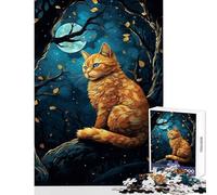 Puzzle de 1000 pièces pour Adolescents Chat Orange dans la forêt Jeu Anti-Stress Idée Cadeau Casse-tête pour stimuler Votre Cerveau et Votre dextérité Dimensions 50x75cm