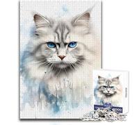 Puzzle de 1000 pièces pour Adolescents - Chat Ragdoll Aquarelle - Un Jeu Unique et Amusant, Une œuvre d'art Originale à Offrir - Dimensions : 50x75cm