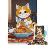 Puzzle de 1000 pièces pour Adolescents Chat,Ramen,Japon Jeu d'art sans Couture pour la Concentration et Le Temps de détente Cadeau de Noël et de Loisirs (50x75cm)