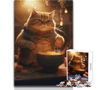 Puzzle de 1000 pièces pour Adolescents - Chat Rigolo dans Un Bol de Ramen - Idéal pour se détendre et se divertir - Découpe Ultra-précise - Dimensions:50x75cm
