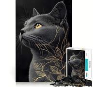 Puzzle de 1000 pièces pour Adolescents Chat Russe Noir et lianes dorées,articulations Lisses,Jeu de réflexion Amusant,Cadeau Relaxant,activité de Loisirs pour Noël (50x75cm)