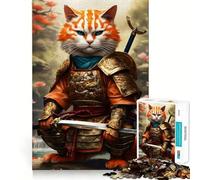 Puzzle de 1000 pièces pour Adolescents,Chat samouraï,graphismes épurés,Jeu de logique,Loisirs,Cadeau d'anniversaire (50x75cm)