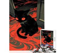 Puzzle de 1000 pièces pour Adolescents Chat Sombre et atypique Décoration intérieure Jouet Cadeau de Noël Secret Jeu éducatif Stimule Le Cerveau Dimensions 38x26cm