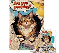 Puzzle de 1000 pièces pour Adolescents Chat sortant d'une Page de Bande dessinée Puzzle pour Adultes Jeux en Famille Une œuvre d'art Un Jeu Stimulant Cadeau (Taille 38x52cm)