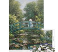 Puzzle de 1000 pièces pour Adolescents Chat sur Le Pont du Tableau de Monet Jeu éducatif d'assemblage de Motifs Jouet Anti-Stress Cadeau d'anniversaire Unique (38x52cm)