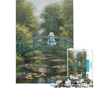 Puzzle de 1000 pièces pour Adolescents Chat sur Le Pont du Tableau de Monet Puzzle pour Adultes Jeu de détente défi Stimulant Cadeau Unique d'anniversaire ou de Noël (Dimensions 50x75cm)