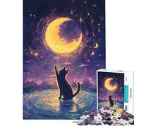 Puzzle de 1000 pièces pour Adolescents Chat tendant la Main vers la Lune Un Puzzle Difficile et Stimulant Une véritable œuvre d'art Jeu Amusant adapté aux Personnes de 14 Ans et Plus (50x75cm)