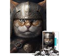 Puzzle de 1000 pièces pour Adolescents Chat Viking en Armure Jeu éducatif Idée Cadeau (38x26cm)