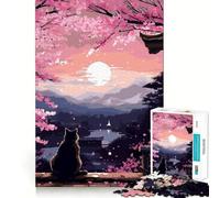 Puzzle de 1000 pièces pour Adolescents, Chat Zen, Art pixelisé Ukiyoe, découpe Fine, Jeu d'entraînement à la Concentration, Jeu Amusant et Calme, Cadeau de Noël (50x75cm)