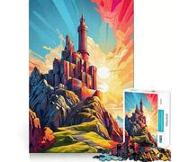 Puzzle de 1000 pièces pour Adolescents Château Coucher de Soleil Majesté Découpe Nette Jeu créatif et Amusant pour Passer Le Temps,décoration de Noël pour la Maison (50x75cm)