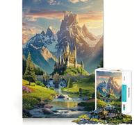 Puzzle de 1000 pièces pour Adolescents Château dans Une Montagne Fantastique Découpe Nette Jeu cognitif Amusant Jeu pour Passer Le Temps Décoration de Noël pour la Maison (50x75cm)