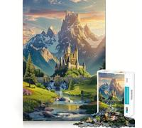 Puzzle de 1000 pièces pour Adolescents Château dans Une Montagne Fantastique Jeu d'assemblage précis Défi Mental Jouet Moment de détente et de Divertissement Scène de Noël Artistique (38x26cm)