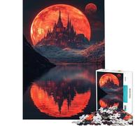 Puzzle de 1000 pièces pour Adolescents Château de la Lune Rouge Difficile et Stimulant mais Amusant et Humoristique Décoration Murale Convient aux 14 Ans et Plus 50x75cm