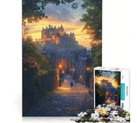 Puzzle de 1000 pièces pour Adolescents Château d'Édimbourg au Coucher du Soleil, Jeu Impossible, entraînez Votre Cerveau et Vos Mains, Cadeau d'anniversaire, 38x26cm