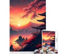 Puzzle de 1000 pièces pour Adolescents château Japonais au Coucher du Soleil décoration Murale Cadeau pour Femmes et Hommes Jeu Pratique et Stimulant Dimensions 38x26cm