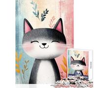 Puzzle de 1000 pièces pour Adolescents Chaton Joyeux Jeu Relaxant décoration Murale Jouet éducatif avec Poster Assorti et fiche de Questions-réponses (38x52cm)