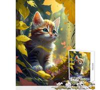 Puzzle de 1000 pièces pour Adolescents Chatons Mignons et Jeu de réflexion dans Le Jardin Décoration Parfaite pour la Maison Jouets et activités Amusantes à la Maison (38x26cm)