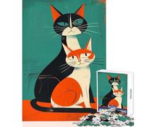 Puzzle de 1000 pièces pour Adolescents « Chats en conflit » sur Toile Jeu Anti-Stress Cadeau Artistique Casse-tête avec Poster et fiche de Questions Assortis Dimensions 38x26cm