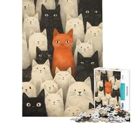 Puzzle de 1000 pièces pour Adolescents Chats en Groupe Décoration intérieure Jeu d'analyse et de logique Cadeau d'anniversaire Unique (38x26cm)