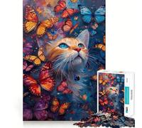 Puzzle de 1000 pièces pour Adolescents Chats et Papillons Paysage onirique Jeu d'assemblage précis Défi Mental Jouet Moment de détente et de Divertissement Scène de Noël (50x75cm)