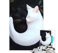 Puzzle de 1000 pièces pour Adolescents Chats Yin Yang Jeu de réflexion Amusant et Humoristique Idée Cadeau Originale (75x50cm)