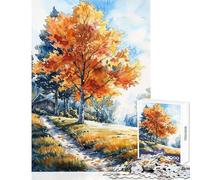 Puzzle de 1000 pièces pour Adolescents Chemin d'automne éclatant Jeux Amusants Motif à Assembler soi-même Jouet de Collection pour Artistes Beaux-Arts (38x26cm)