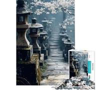 Puzzle de 1000 pièces pour Adolescents Chemin de lanternes en Pierre Puzzle Japonais pour Adultes Jeu de réflexion Une œuvre d'art Cadeau de Noël ou d'anniversaire (Dimensions 38x26cm)